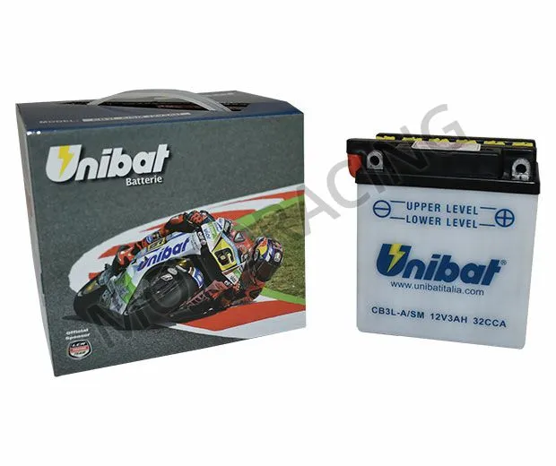 ΜΠΑΤΑΡΙΑ ΜΟΤΟΣΥΚΛΕΤΑΣ YAMAHA DT R 50 89'-95' / HONDA MBX 50 80'-82' UNIBAT 12V 3Ah CB3L-A / SM ΜΕ ΥΓΡΑ
