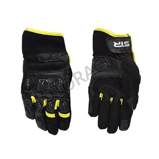 ΓΑΝΤΙΑ ΜΗΧΑΝΗΣ STR CITY RACER ΔΕΡΜΑΤΙΝΑ ΜΑΥΡΑ - ΚΙΤΡΙΝΑ