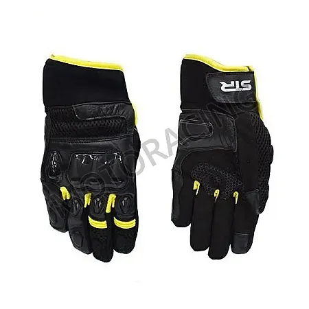 ΓΑΝΤΙΑ ΜΗΧΑΝΗΣ STR CITY RACER ΔΕΡΜΑΤΙΝΑ ΜΑΥΡΑ - ΚΙΤΡΙΝΑ