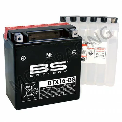 ΜΠΑΤΑΡΙΑ TRIUMPH TIGER 800 XC 11'-16' / PIAGGIO MP3 400 ie LT 08'-10' / GILERA FUOCO 500 ie 07'-11' BS-BATTERY 12V 14.7Ah BTX16-BS ΜΕ ΥΓΡΑ