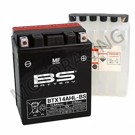 ΜΠΑΤΑΡΙΑ SCOOTER APRILIA SCARABEO 500 03'-06' BS-BATTERY 12V 12.6Ah BTX14AHL-BS ΜΕ ΥΓΡΑ