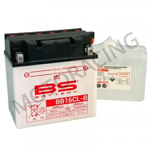 ΜΠΑΤΑΡΙΑ ΜΗΧΑΝΗΣ BS-BATTERY 12V 20Ah BB16CL-B ΜΕ ΥΓΡΑ