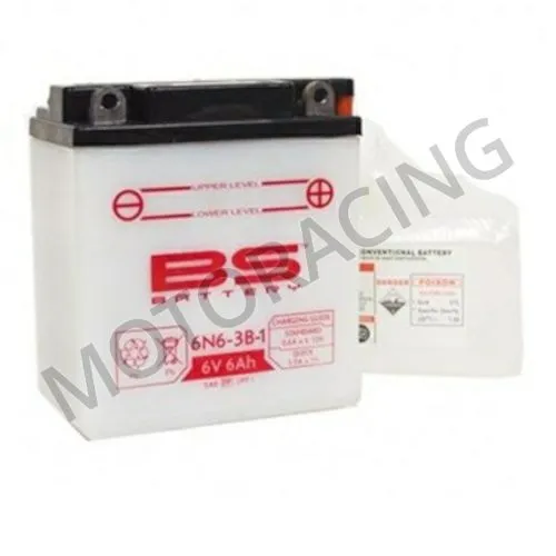 ΜΠΑΤΑΡΙΑ ΜΗΧΑΝΗΣ HONDA CB125S 79'-83' / YAMAHA XT250 80'-83' / XT500 77'-81' BS-BATTERY 6V 6Ah 6N6-3B-1 ΜΕ ΥΓΡΑ
