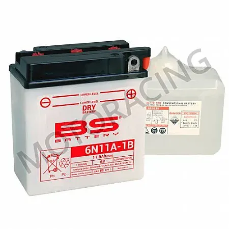 ΜΠΑΤΑΡΙΑ ΜΗΧΑΝΗΣ TRIUMPH T90 / TIGER 200cc BS-BATTERY 6V 11.6Ah 6N11Α-1B ΜΕ ΥΓΡΑ