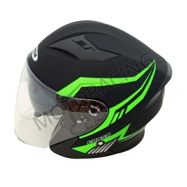 ΚΡΑΝΟΣ ΜΗΧΑΝΗΣ ΑΝΟΙΧΤΟ CORSA CX208 ΜΑΤ ΜΑΥΡΟ-ΠΡΑΣΙΝΟ ΜΕ ΕΣΩΤΕΡΙΚΗ ΦΙΜΕ ΖΕΛΑΤΙΝΑ