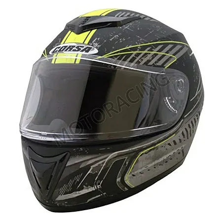 ΚΡΑΝΟΣ ΜΗΧΑΝΗΣ ΚΛΕΙΣΤΟ CORSA FF CN110 ΜΑΥΡΟ-ΓΚΡΙ-FLUO ΚΙΤΡΙΝΟ