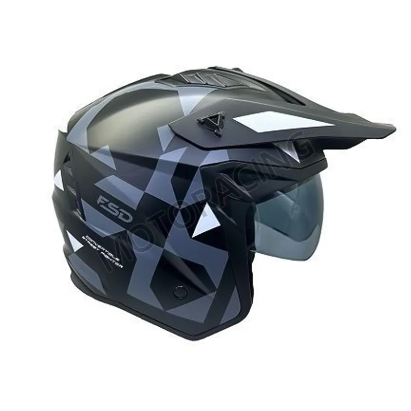 ΚΡΑΝΟΣ MOTOCROSS & ENDURO OFF ROAD FSD X1 TRAIL ΜΑΥΡΟ ΜΑΤ - ΓΚΡΙ ΜΕ ΖΕΛΑΤΙΝΑ ΦΙΜΕ ΜΙΚΡΗ