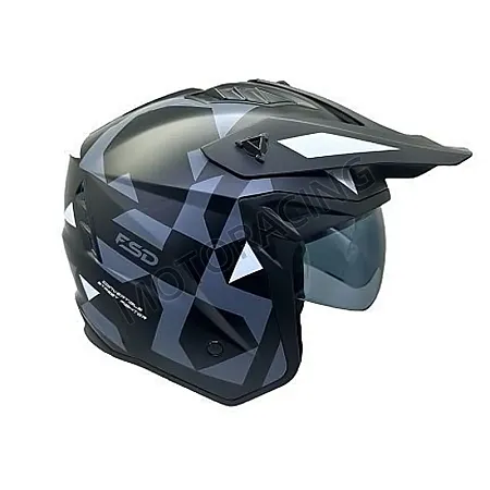 ΚΡΑΝΟΣ MOTOCROSS & ENDURO OFF ROAD FSD X1 TRAIL ΜΑΥΡΟ ΜΑΤ - ΓΚΡΙ ΜΕ ΖΕΛΑΤΙΝΑ ΦΙΜΕ ΜΙΚΡΗ