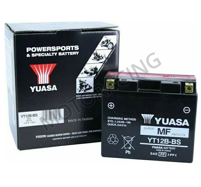 ΜΠΑΤΑΡΙΑ YAMAHA TDM 900 02'-13' / FZ6 FAZER 04'-09' / TRIUMPH TIGER 1050 07'-12' / DUCATI HYPERMOTARD 1100 07'-11' YUASA 12V 10.5Ah YT12B-BS ΜΕ ΥΓΡΑ