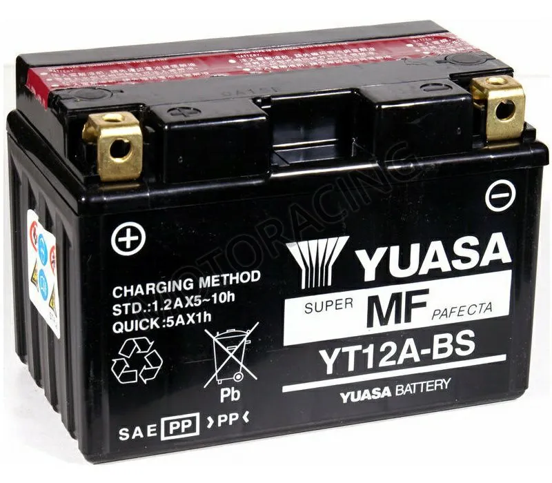ΜΠΑΤΑΡΙΑ SUZUKI GSXR 750 01'-10' / GSXR 1000 05'-11' / SFV 650 09'-12' / GSF 1250 ABS BANDIT 07'-12' YUASA 12V 10.5Ah YT12A-BS ΜΕ ΥΓΡΑ