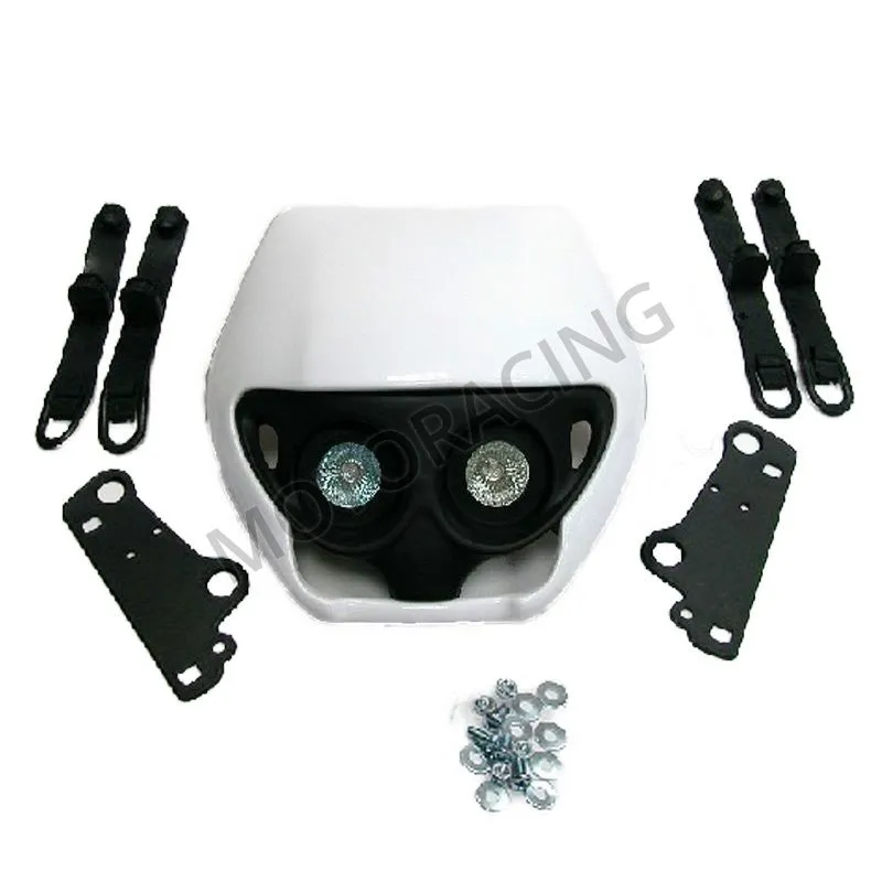 ΜΑΣΚΑ ENDURO HONDA / YAMAHA / SUZUKI / KAWASAKI ΛΕΥΚΗ ΜΕ ΔΙΠΛΟ ΦΑΝΑΡΙ ΟΡΙΖΟΝΤΙΟ